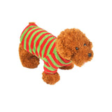 Maxbell Puppy Pet Dog Cat Coral Fleece Red Green Stripe T Shirt Clothes Apparel S
