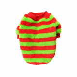 Maxbell Puppy Pet Dog Cat Coral Fleece Red Green Stripe T Shirt Clothes Apparel S