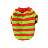 Maxbell Maxbell Puppy Pet Dog Cat Coral Fleece Red Green Stripe T Shirt Clothes Apparel S