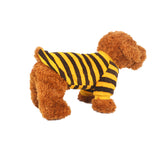 Maxbell Maxbell Puppy Pet Dog Cat Coral Fleece Yellow Brown Stripe Shirt Clothes Apparel XXS