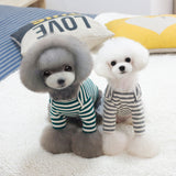 Maxbell Maxbell Pet Clothes Dog Cat Classic Stripe T-shirt Sweater Pet Autumn Apparel Gry S