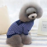 Maxbell Maxbell Pet Clothes Dog Cat Stripe Pocket T-shirt Sweater Pet Summer Apparel Blue S