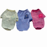 Maxbell Maxbell Pet Clothes Dog Cat Stripe Pocket T-shirt Sweater Pet Summer Apparel Blue S