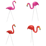 Maxbell 4Pcs Red Looking Plastic Flamingo Yard Garden Lawn Art Ornaments Decorations