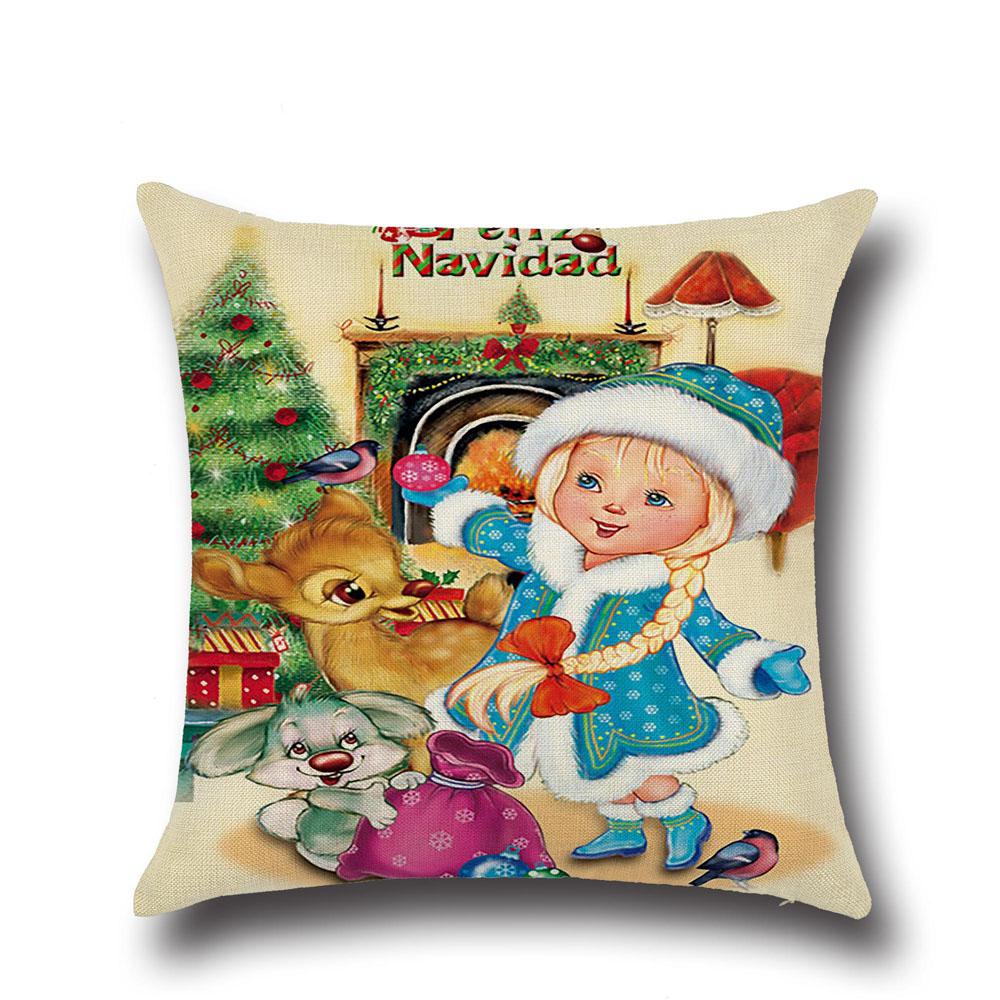 Maxbell Maxbell Cotton Linen Nap Cushion Cover Home Decor Throw Pillow Case Christmas Decor Santa #9