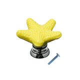 Maxbell 2pcs Creative Starfish Door Knob Cabinet Furniture Drawer Pull Handle-Yellow