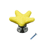 Maxbell 2pcs Creative Starfish Door Knob Cabinet Furniture Drawer Pull Handle-Yellow