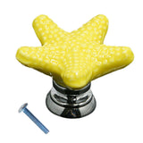 Maxbell 2pcs Creative Starfish Door Knob Cabinet Furniture Drawer Pull Handle-Yellow