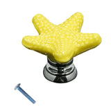 Maxbell 2pcs Creative Starfish Door Knob Cabinet Furniture Drawer Pull Handle-Yellow