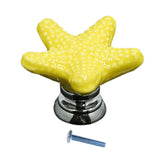 Maxbell 2pcs Creative Starfish Door Knob Cabinet Furniture Drawer Pull Handle-Yellow