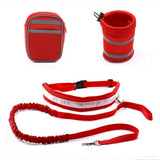 Maxbell Maxbell Elastic Pet Dog Nylon Running Jogging Walking Strap Leash Harness Set Red