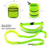 Maxbell Maxbell Elastic Pet Dog Nylon Running Jogging Walking Strap Leash Harness Set Green