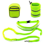 Maxbell Maxbell Elastic Pet Dog Nylon Running Jogging Walking Strap Leash Harness Set Green