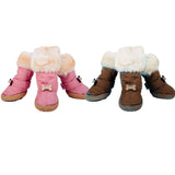 Maxbell Maxbell Lovely Dog Puppy Pet Plush Rubber Warm Shoes Winter Autumn Boots #3 Pink