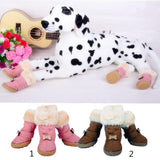 Maxbell Maxbell Lovely Dog Puppy Pet Plush Rubber Warm Shoes Winter Autumn Boots #3 Pink