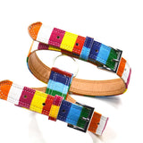 Maxbell Maxbell Pets Dog Bling Rainbow PU leather Chest Strap Harness Adjustable Collar  S