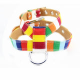 Maxbell Maxbell Pets Dog Bling Rainbow PU leather Chest Strap Harness Adjustable Collar  S