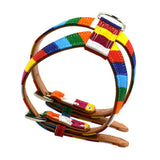Maxbell Maxbell Pets Dog Bling Rainbow PU leather Chest Strap Harness Adjustable Collar  S