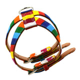 Maxbell Maxbell Pets Dog Bling Rainbow PU leather Chest Strap Harness Adjustable Collar  S