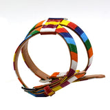 Maxbell Maxbell Pets Dog Bling Rainbow PU leather Chest Strap Harness Adjustable Collar  S