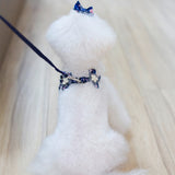 Maxbell Maxbell Pet Dog Traction Rope Lead Leash Collar Harness Strap Headband S BLU Floral