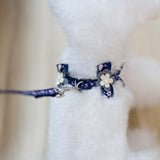 Maxbell Maxbell Pet Dog Traction Rope Lead Leash Collar Harness Strap Headband S BLU Floral