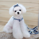 Maxbell Maxbell Pet Dog Traction Rope Lead Leash Collar Harness Strap Headband M BLU Stripe