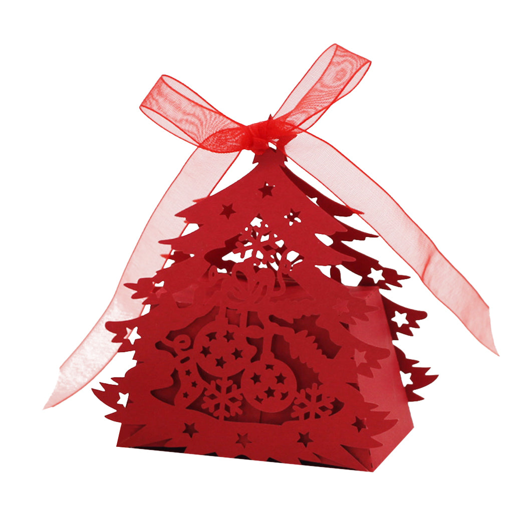 Maxbell Maxbell 20pcs Christmas Tree Gift Candy Boxes Birthday Wedding Party Decor Red