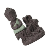 Maxbell Maxbell Ceramic Little Monk Smoke Backflow Cone Censer Holder Incense Burner for Bedroom Study Room Yoga Studio Decor Supplies Light Green