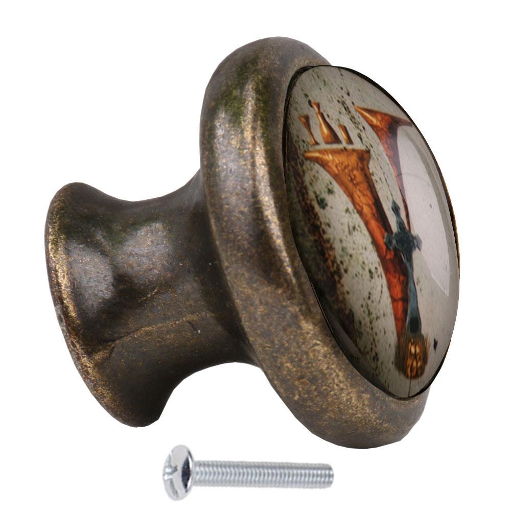 Maxbell Maxbell Gothic Round Letter V Cupboard Cabinet Alphabet Door knob Drawer Pull&Handle