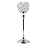 Maxbell 2pcs 35cm Globe Pillar Candle Holder Wedding Banquet Centerpiece Silver
