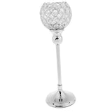Maxbell 2pcs 35cm Globe Pillar Candle Holder Wedding Banquet Centerpiece Silver