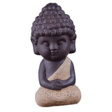 Maxbell 4 Pieces Tea Tray Decor - Little Monk Buddha Ceramic Statues Holder Tea Pet