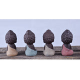 Maxbell 4 Pieces Tea Tray Decor - Little Monk Buddha Ceramic Statues Holder Tea Pet