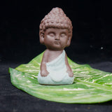 Maxbell 4 Pieces Tea Tray Decor - Little Monk Buddha Ceramic Statues Holder Tea Pet