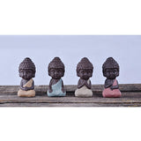 Maxbell 4 Pieces Tea Tray Decor - Little Monk Buddha Ceramic Statues Holder Tea Pet