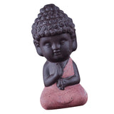 Maxbell 4 Pieces Tea Tray Decor - Little Monk Buddha Ceramic Statues Holder Tea Pet