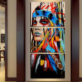 Maxbell 3Pcs DIY Canvas Modern Deco Wall Painting Indian Woman No Framed 50x70cm L - Aladdin Shoppers