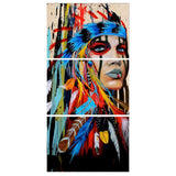 Maxbell 3Pcs DIY Canvas Modern Deco Wall Painting Indian Woman No Framed 50x70cm L - Aladdin Shoppers