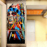 Maxbell 3Pcs DIY Canvas Modern Deco Wall Painting Indian Woman No Framed 50x70cm L - Aladdin Shoppers