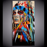 Maxbell 3Pcs DIY Canvas Modern Deco Wall Painting Indian Woman No Framed 50x70cm L - Aladdin Shoppers