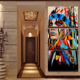 Maxbell 3Pcs DIY Canvas Modern Deco Wall Painting Indian Woman No Framed 50x70cm L - Aladdin Shoppers