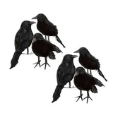 Maxbell 24 pieces Black Feathered Small Crows Birds Ravens Props Halloween Decor