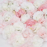 6Pieces Romantic Artificial Rose Flower Wall Panel For Wedding Pink & White