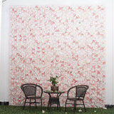 6Pieces Romantic Artificial Rose Flower Wall Panel For Wedding Pink & White