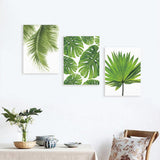 Maxbell 2pcs Unframed Green Palm Leaf Canvas Oil Painting Picture Wall Art Decor