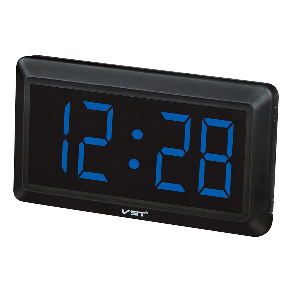 4'' Large LED Display Digital Time Desk Clock Wall Clocks EU Plug Blue