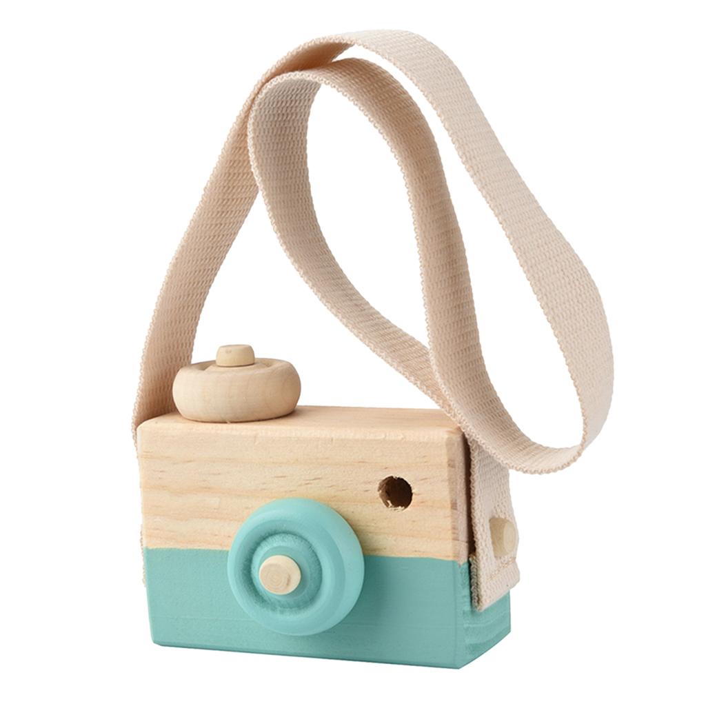 Mini Cute Wooden Camera Crafts Toys Baby Kids Children Room Decor Green