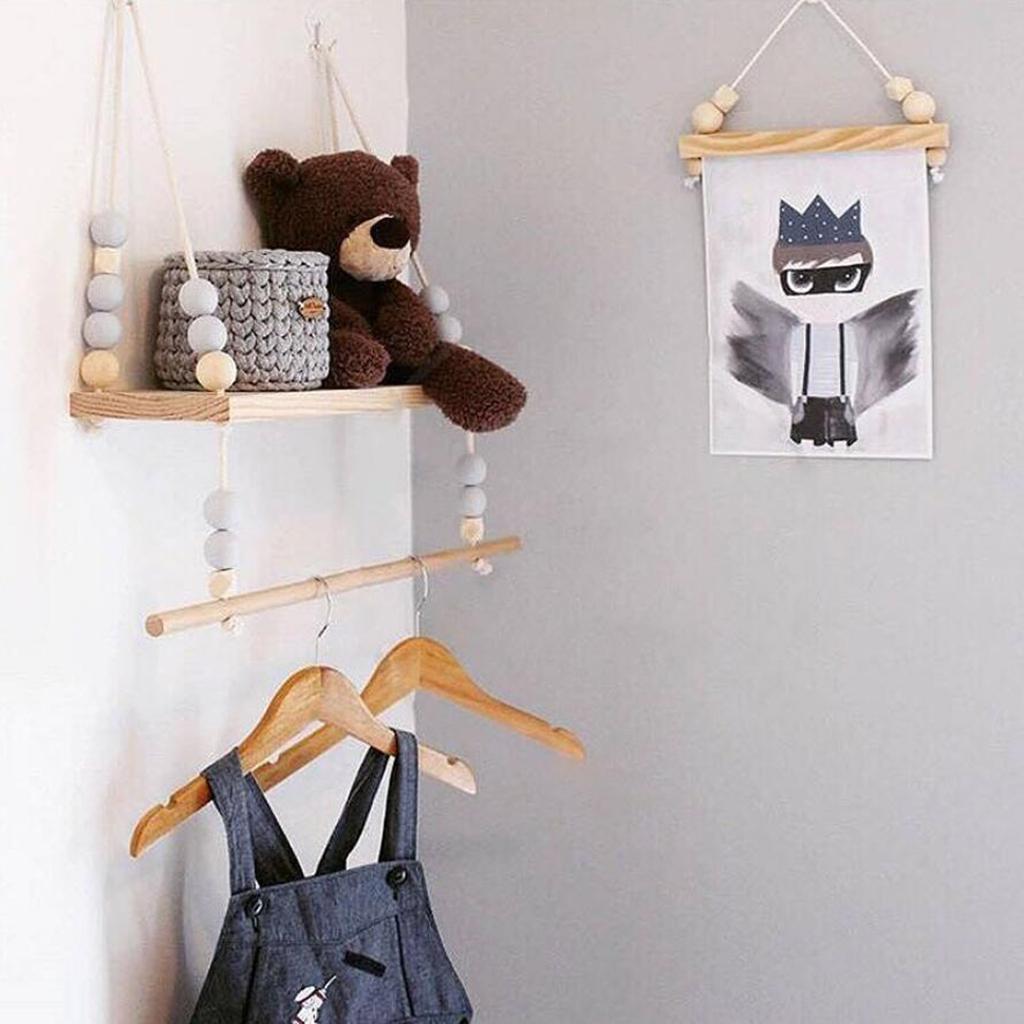 Maxbell Maxbell Wall Hanging Wooden Shelves Floating Wall Shelf Home Decor 2 Layers - White