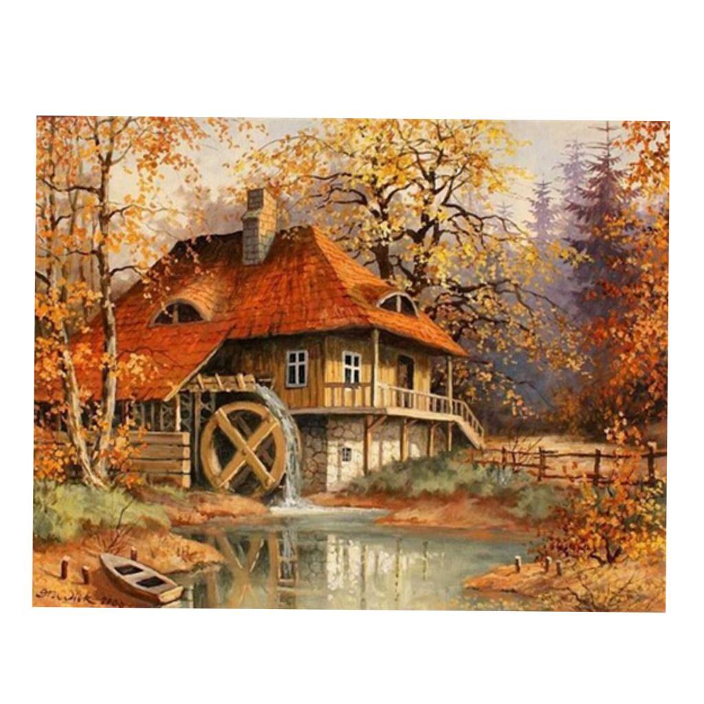 5D DIY Diamond Painting Embroidery Cross Craft Stitch Autumn scenery